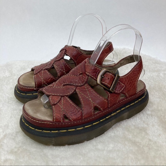 SOLD—Vintage Dr. Martens Wine Red Leather Sandals - Picture 2 of 10